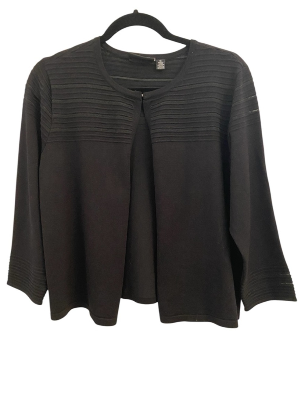 Nina Leonard Black Sweater Knit 3/4 Sleeve Bolero Shrug Cardigan Size M New